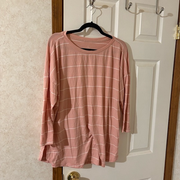 Pink and White Striped Long Sleeve Top Size XL like new! - Picture 1 of 2